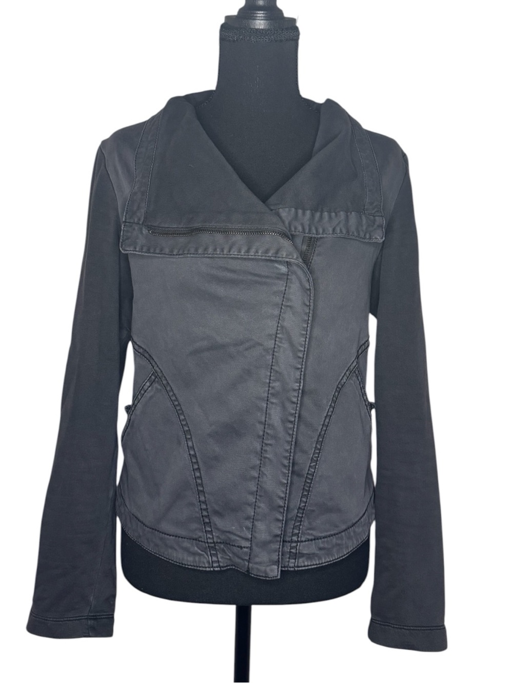 Marrakech Black Utility Moto Jacket with Asymmetrical Zip